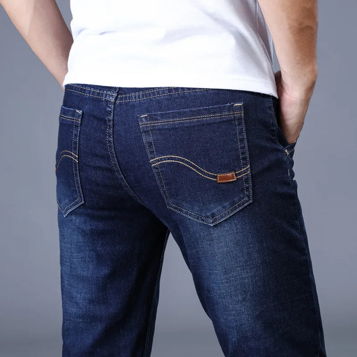 2022 Men's Stretch Jeans - Classic Elastic Business Denim Pants for Comfort and Style - Slim Straight Fit