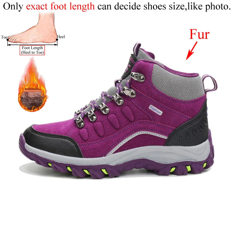 Winter Leather Ankle Outdoor Trekking  Hiking Boots