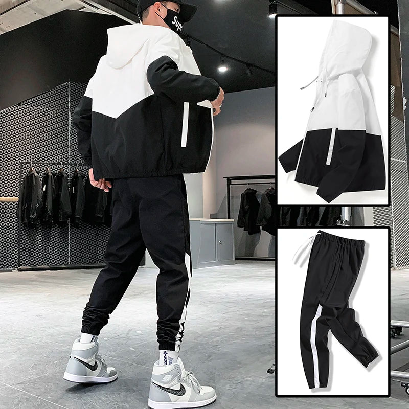 Hooded Jacket and Joggers Tracksuit Set