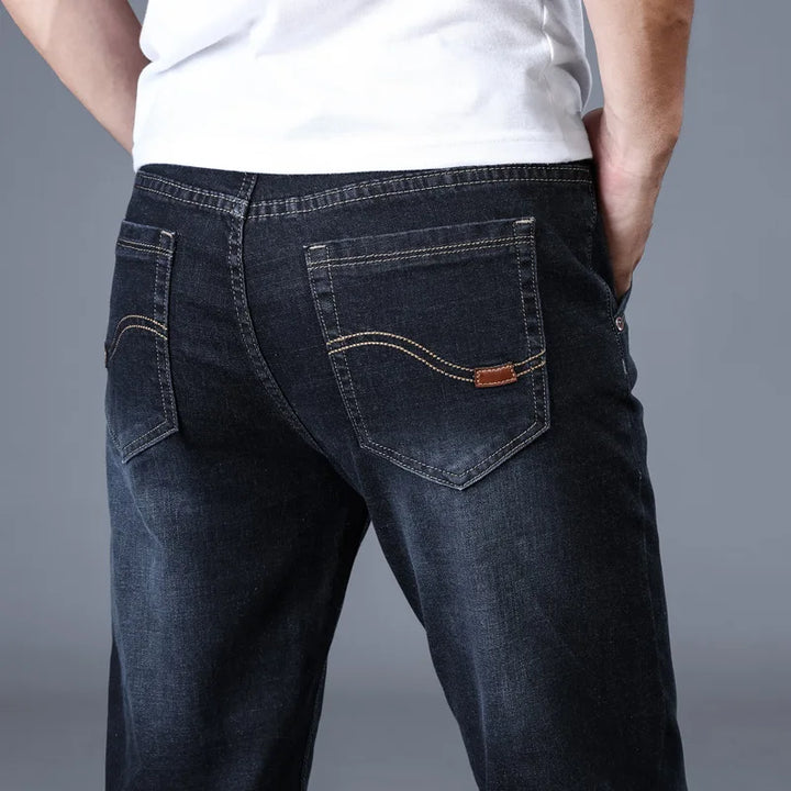 2022 Men's Stretch Jeans - Classic Elastic Business Denim Pants for Comfort and Style - Slim Straight Fit