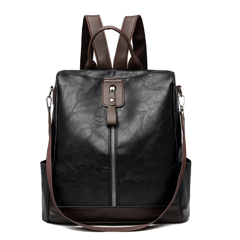 Anti-theft Mode PU Leather Travel Backpack