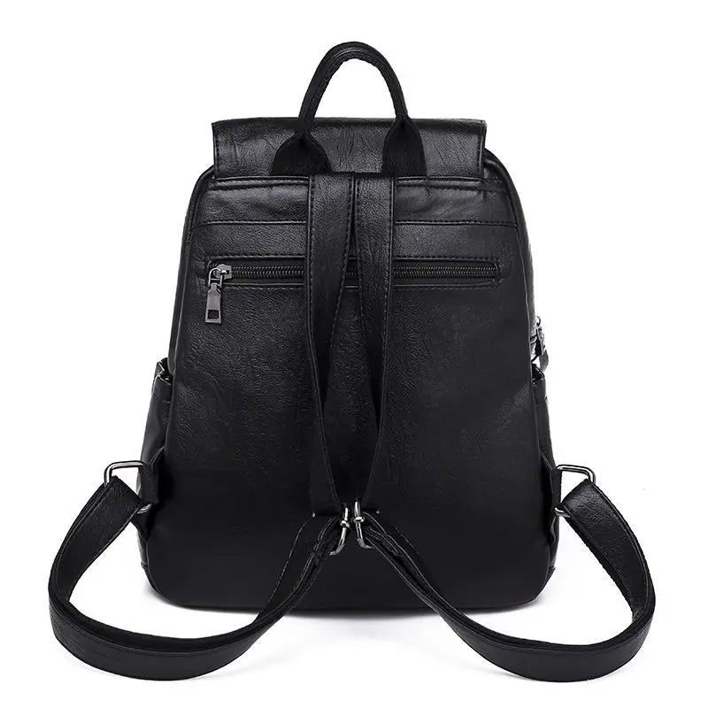 Stylish Spacious PU Leather Travel Backpack