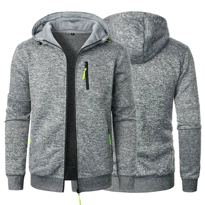 Zipper Pocket Jacquard Slim Fit Hoodie