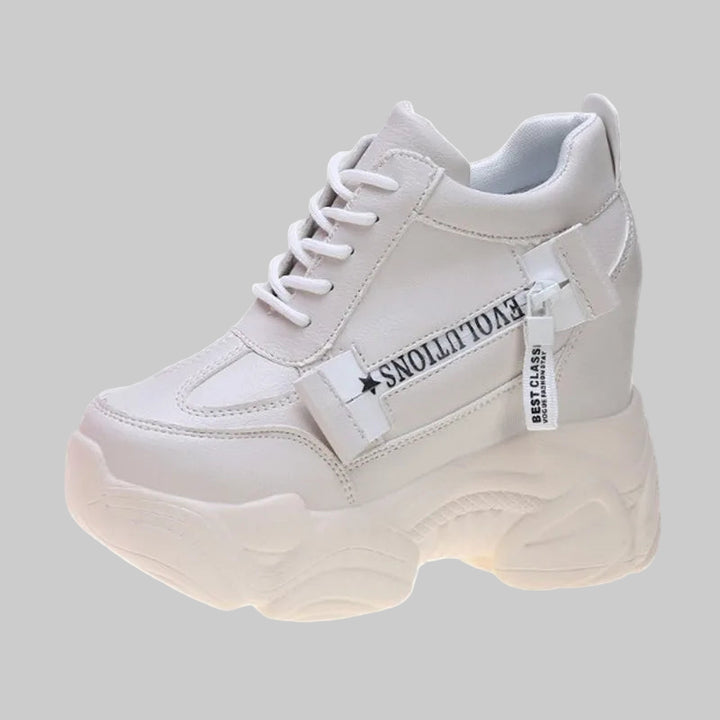 Chunky 12CM Leather Vulcanized Platform Sneakers