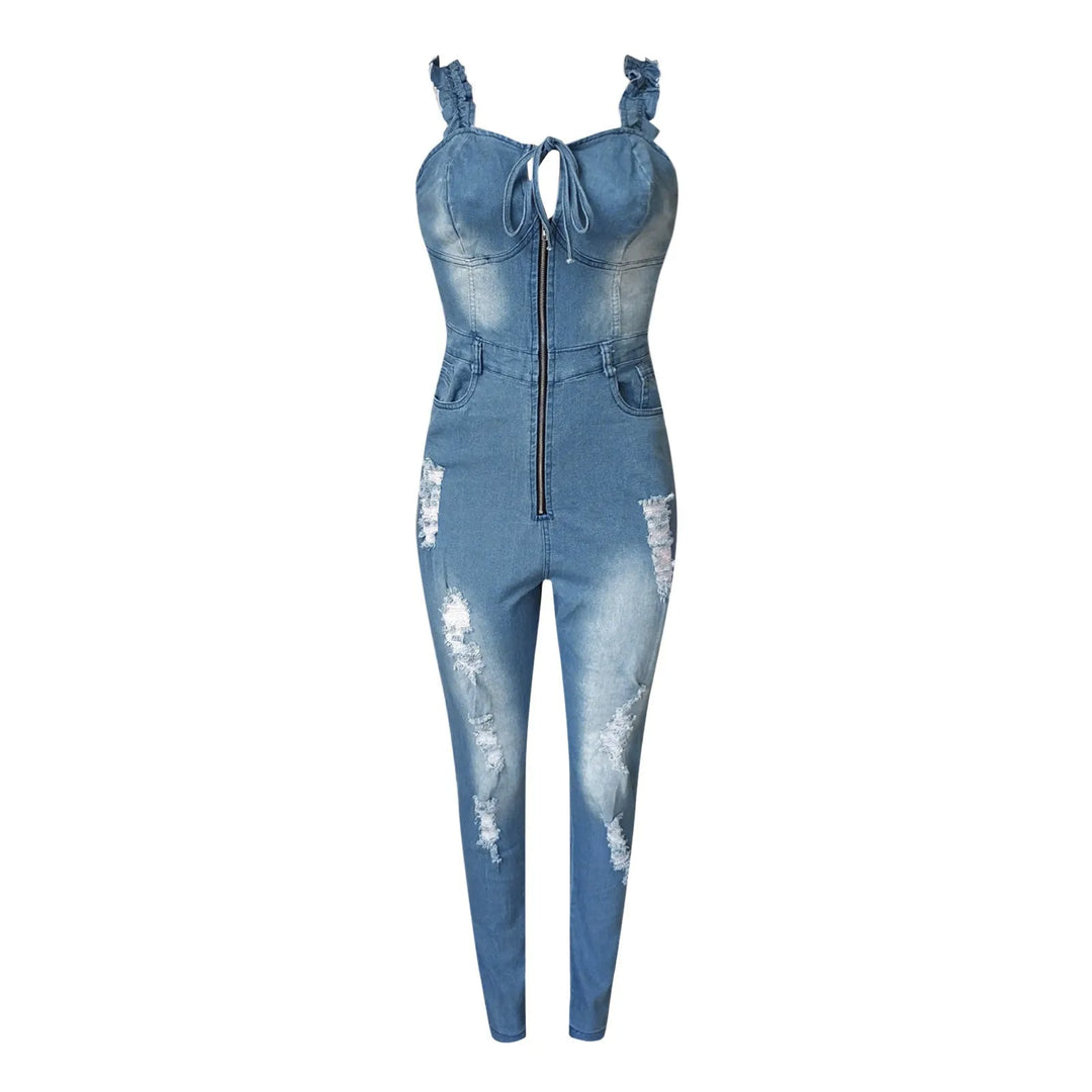 Vintage Ripped Hole Denim Jumpsuits