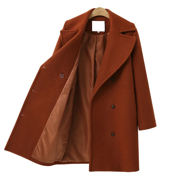 Elegant Thin Wool Blend Long Coat