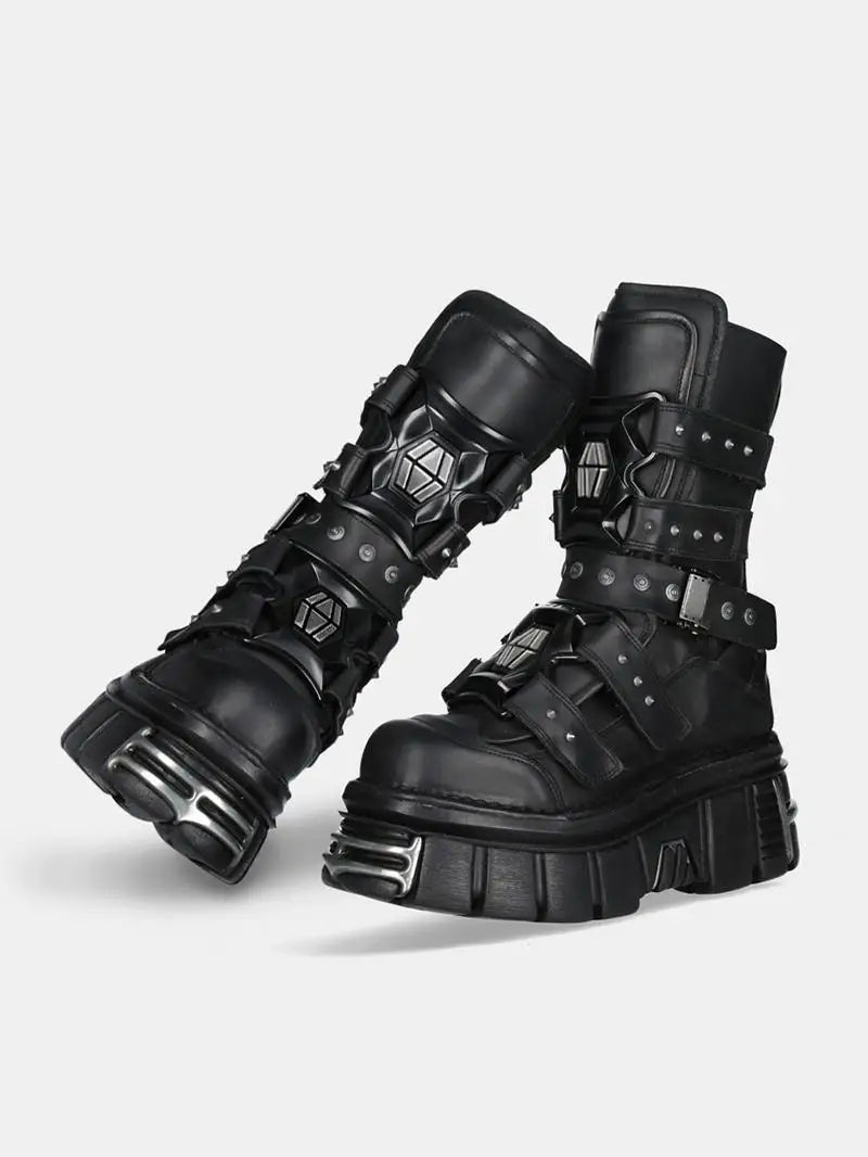 Punk Star Style Dark Gothic Mid-Calf Boots