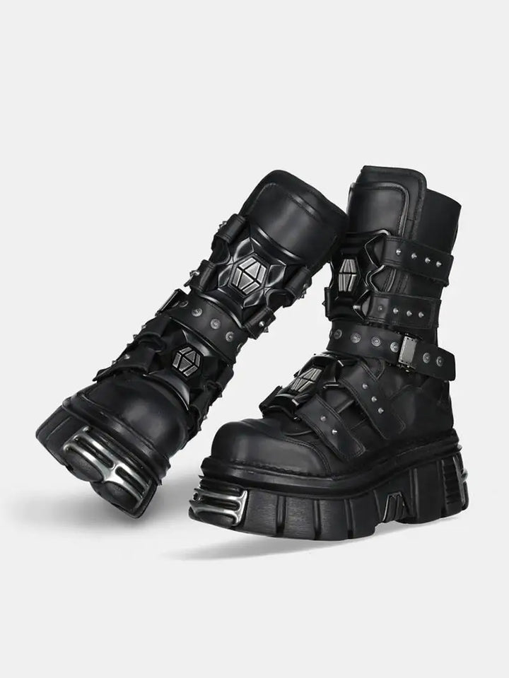 Punk Star Style Dark Gothic Mid-Calf Boots