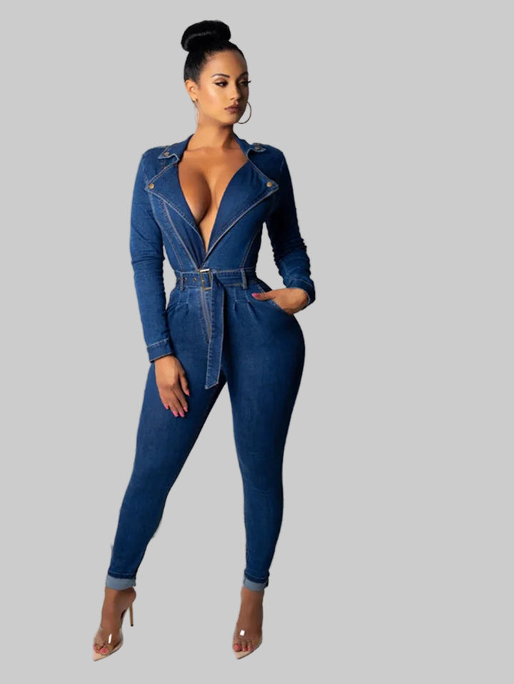 Y2K Bodycon Denim Jumpsuit