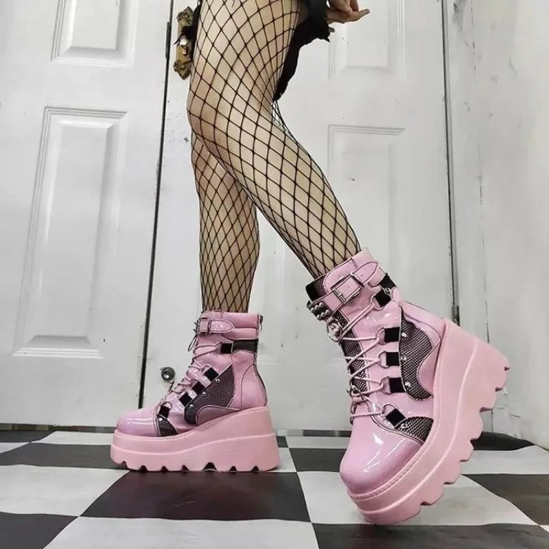 Cosplay Gothic Chunky High Heel Ankle Boots
