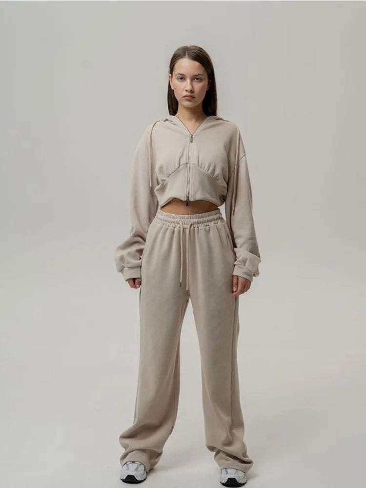 Casual Long Sleeve Hooded 2-Piece Set