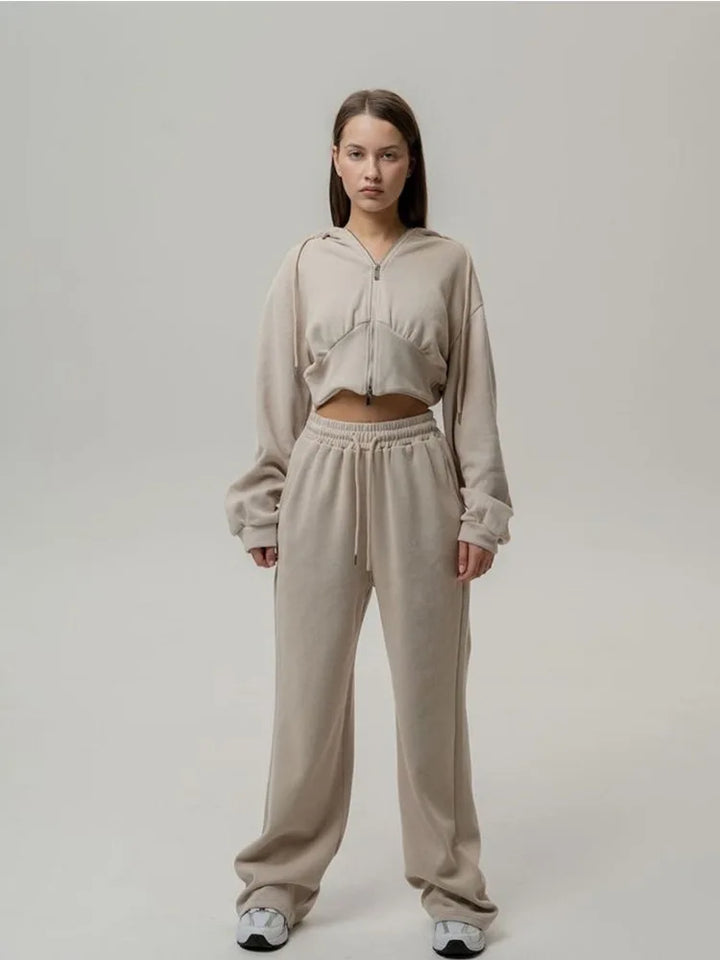 Casual Long Sleeve Hooded 2-Piece Set