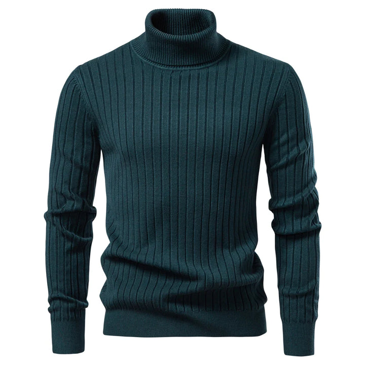 Striped Solid Color Turtleneck Sweater