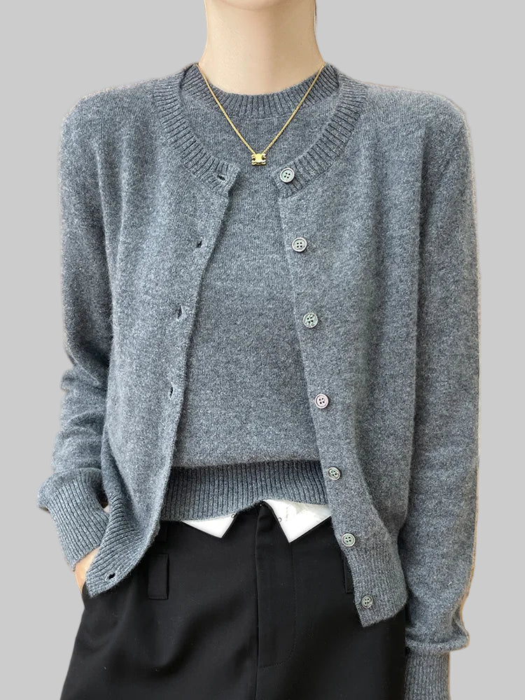 Cardigan Pullover Twin set Sweater 100% Merino Wool
