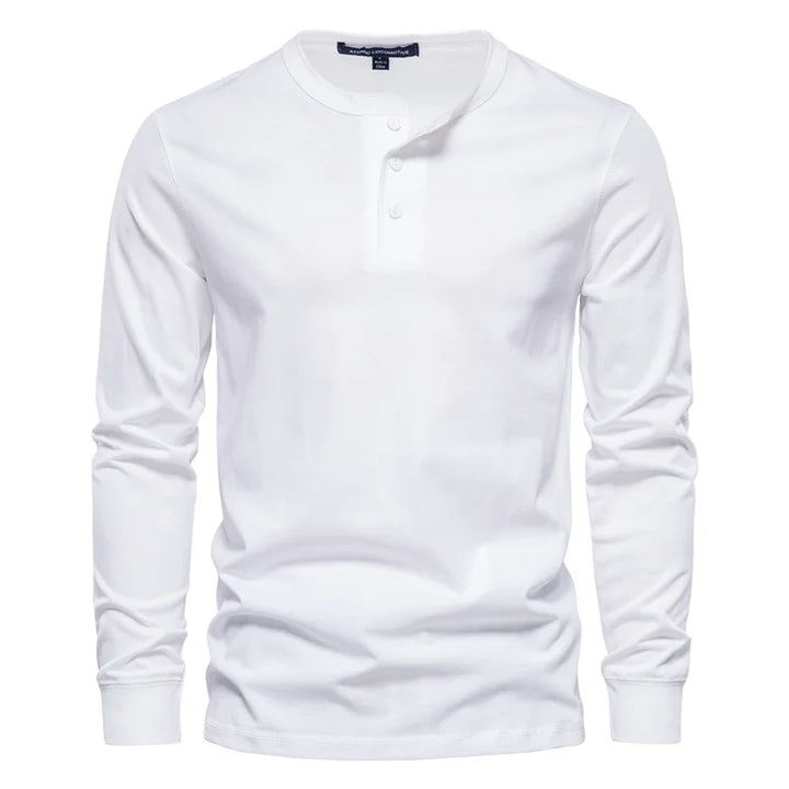 Casual Long Sleeve Solid Color Henry T-Shirts