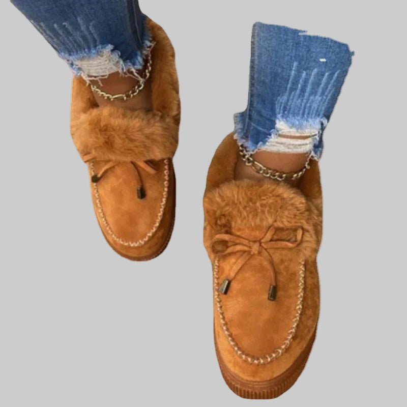 Warm Solid Color Furry Cotton Winter Footwear