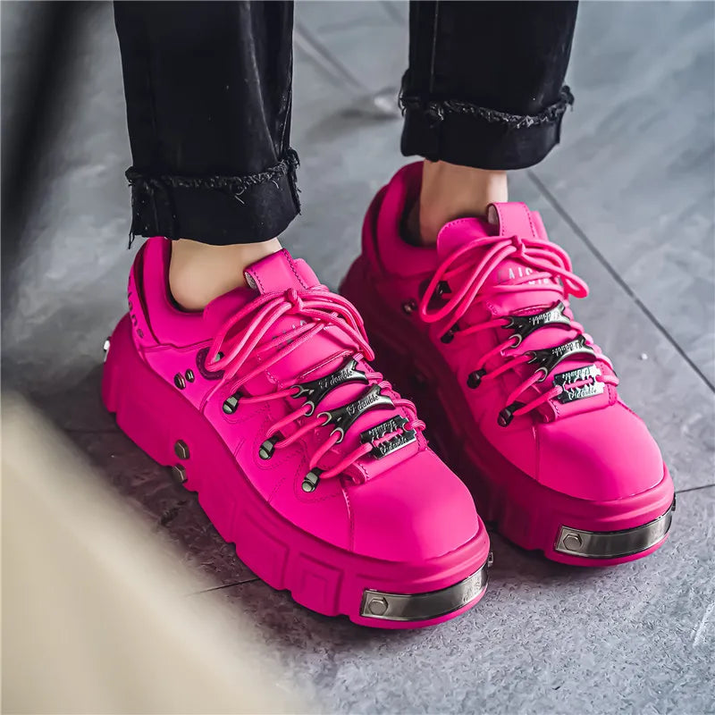 Trendy Pink Platform Sneakers