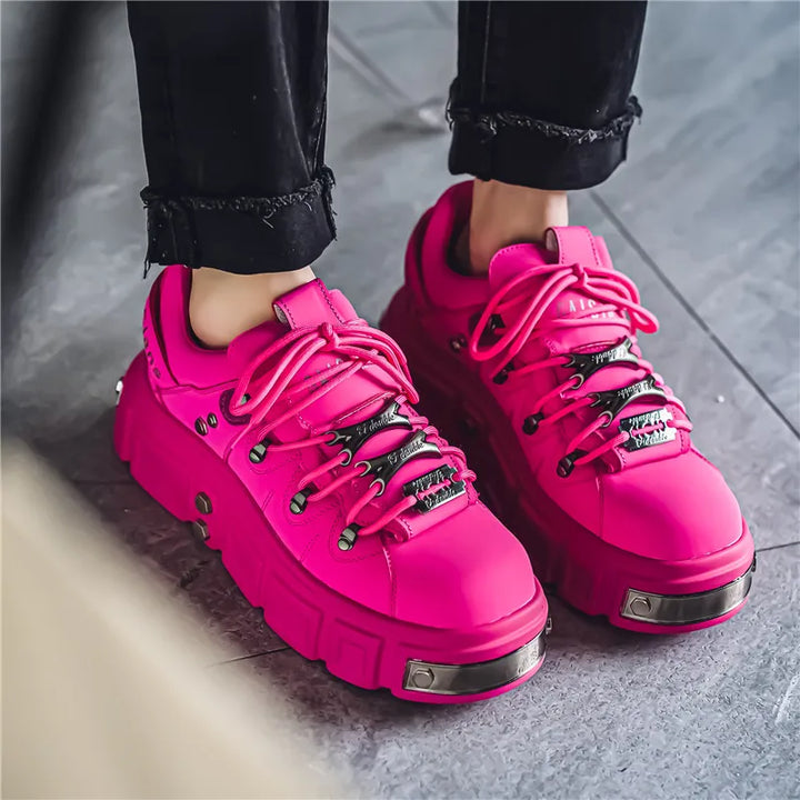 Trendy Pink Platform Sneakers