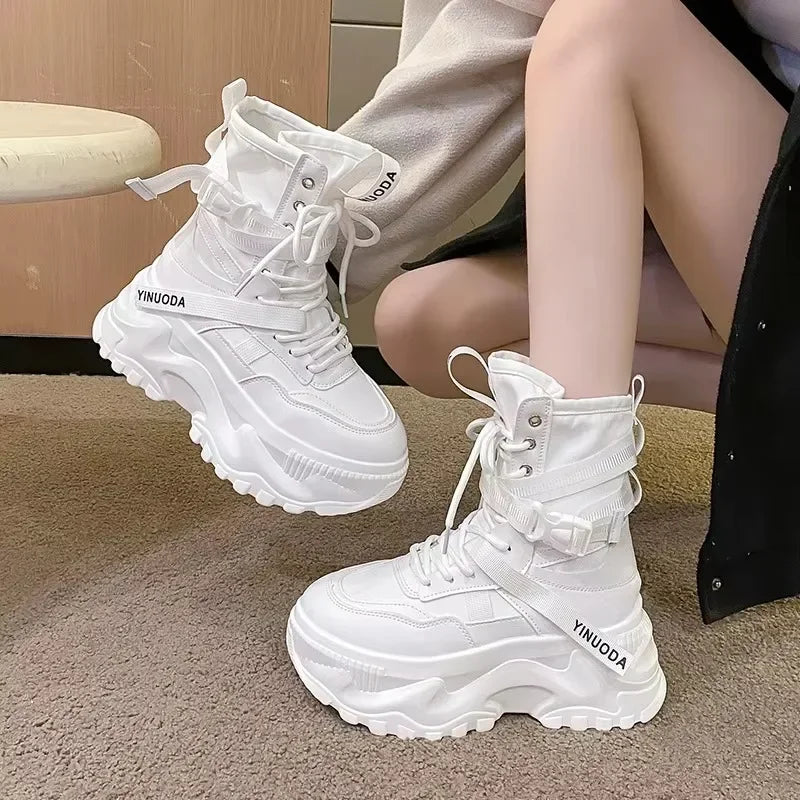 Chunky Platform Motorcycle Lace Up Boots