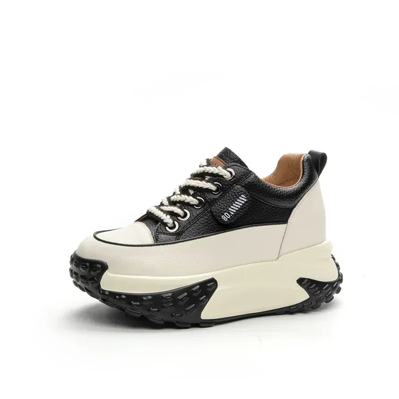 Genuine Leather Wedge Sneakers