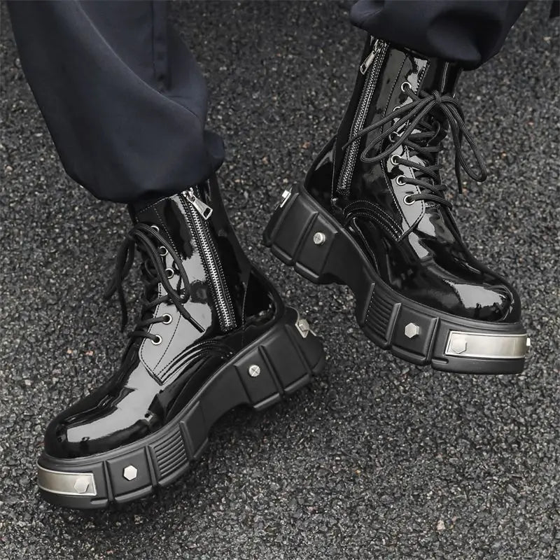 Unisex British-Style High-Top Punk Leather Boots