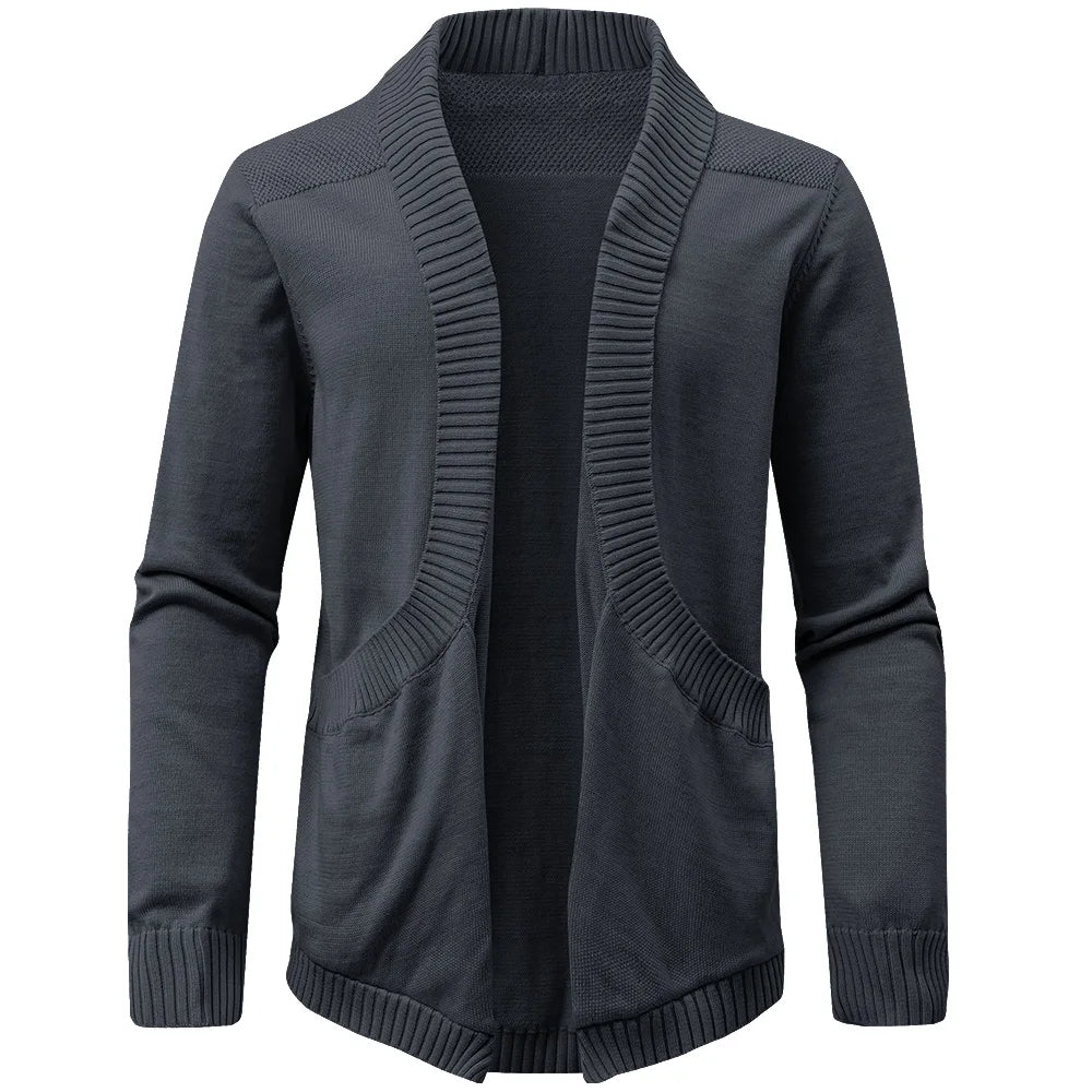 Classic V-Neck Solid Color Knit Cardigan