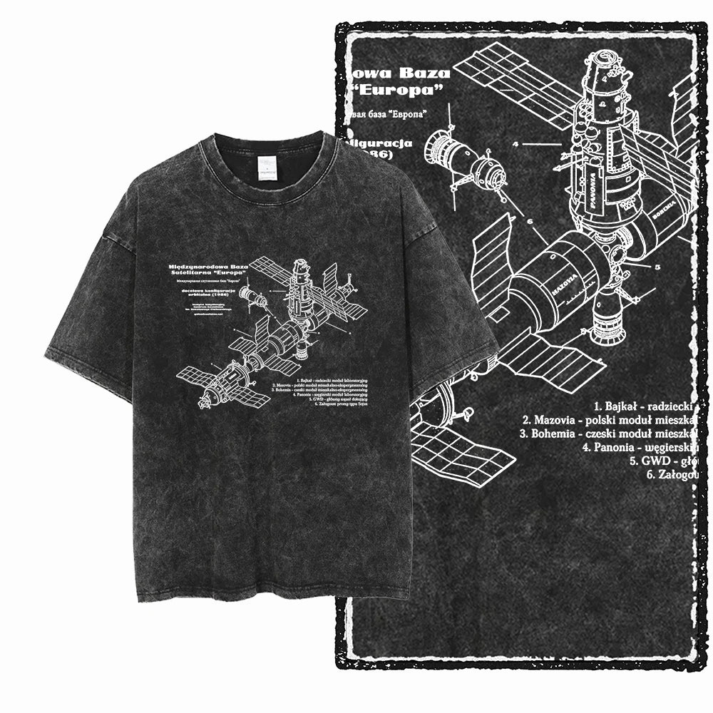 Oversized Washed Retro Finish Print Tees