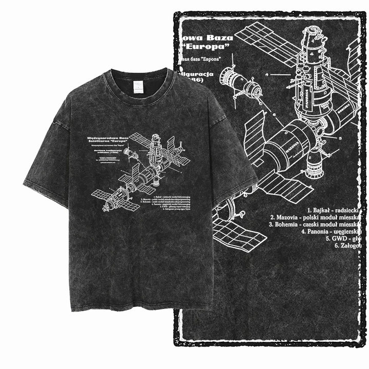 Oversized Washed Retro Finish Print Tees