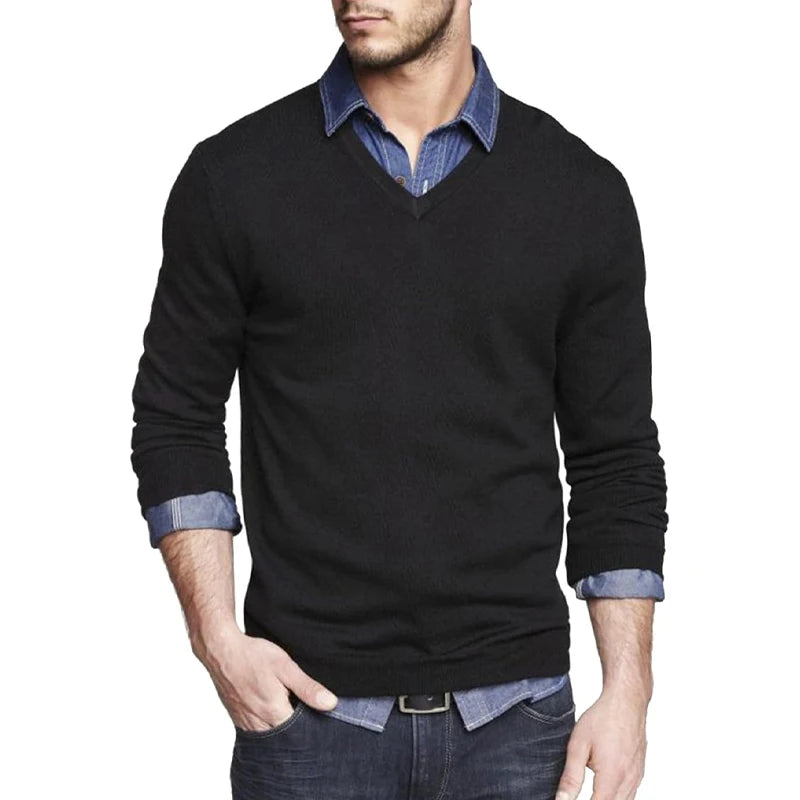 Lightweight Slim Fit V-Neck Pullover Sweater