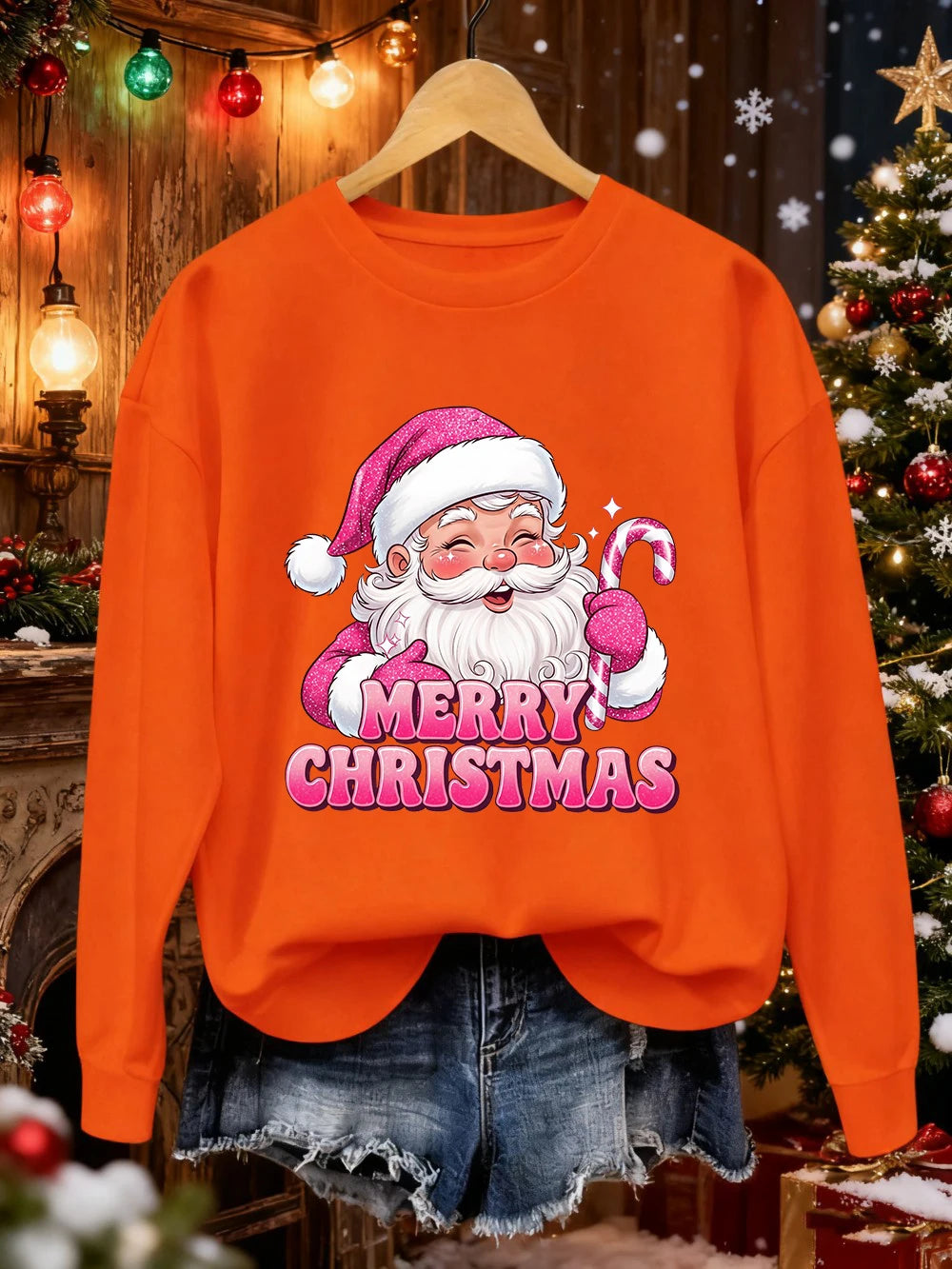 Merry Christmas Santa Print Christmas Sweater