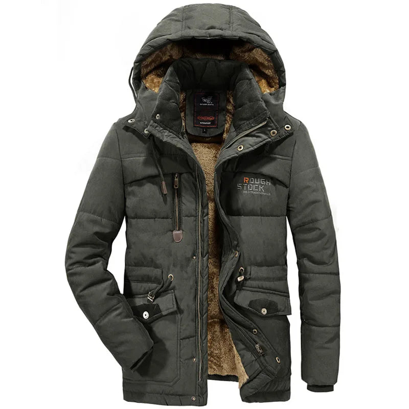 Thick Hooded Fleece Lined Military Winter Jacket