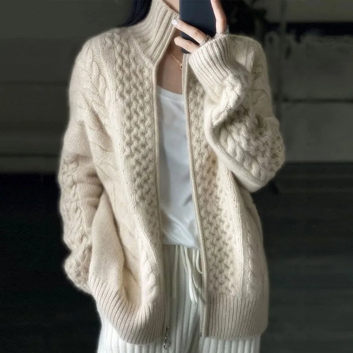 Thick Turtleneck Wool Cashmere Cardigan