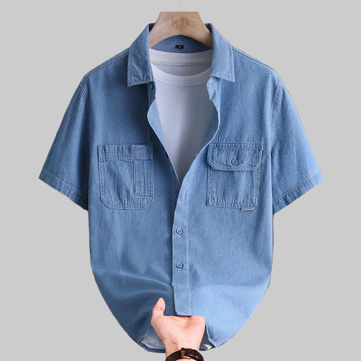 Short Sleeve Casual Denim Shirt