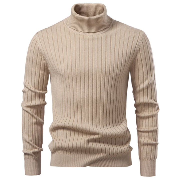 Striped Solid Color Turtleneck Sweater