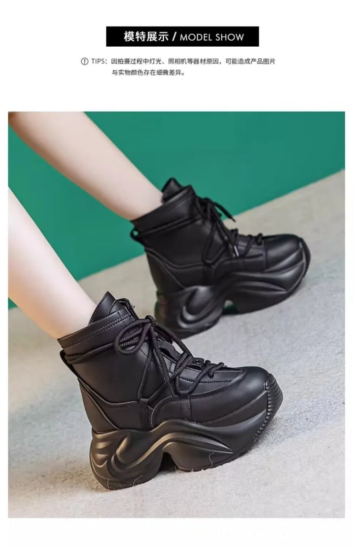 Cozy Genuine Leather Thick Platform Boots