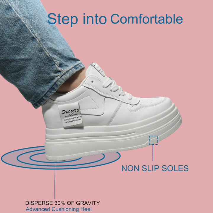 8CM Cow Genuine Leather Chunky Platform Sneakers
