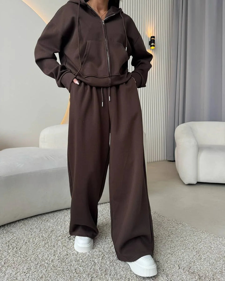 Casual Hooded Cardigan Two-Piece Set