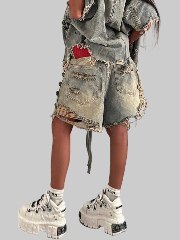 Tomboy Goblin Core Harajuku Ripped Denim Shorts