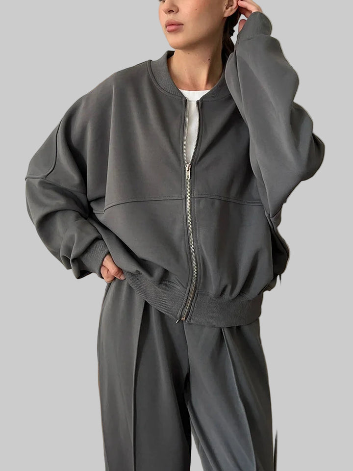 Thick Zipper Jacket and Sweatpants Set