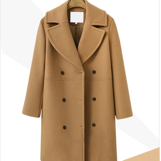 Elegant Thin Wool Blend Long Coat