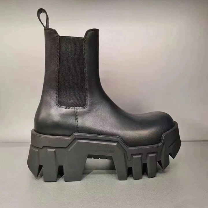 Retro Patent Leather Chimney Punk Boots