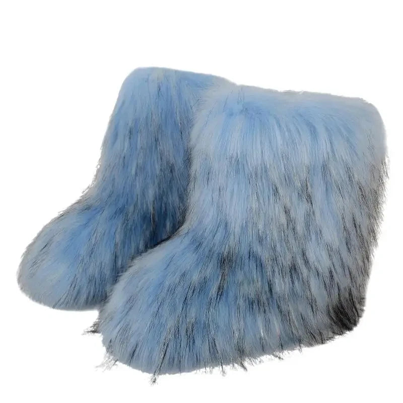 Plush Faux Fox Fur Winter Boots