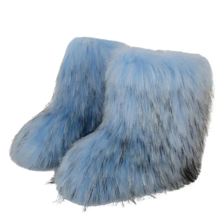 Plush Faux Fox Fur Winter Boots