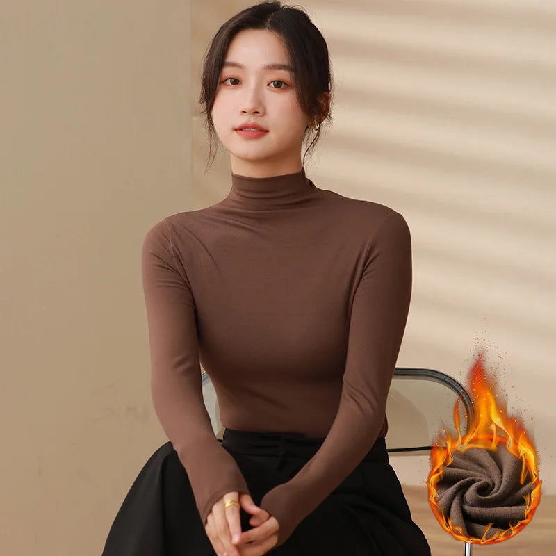 Slim Fit Half Turtleneck Modal Long Sleeve Top