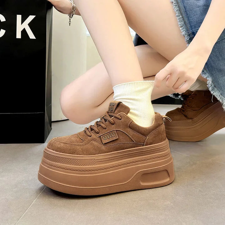 Retro Matte Leather Chunky Sneakers