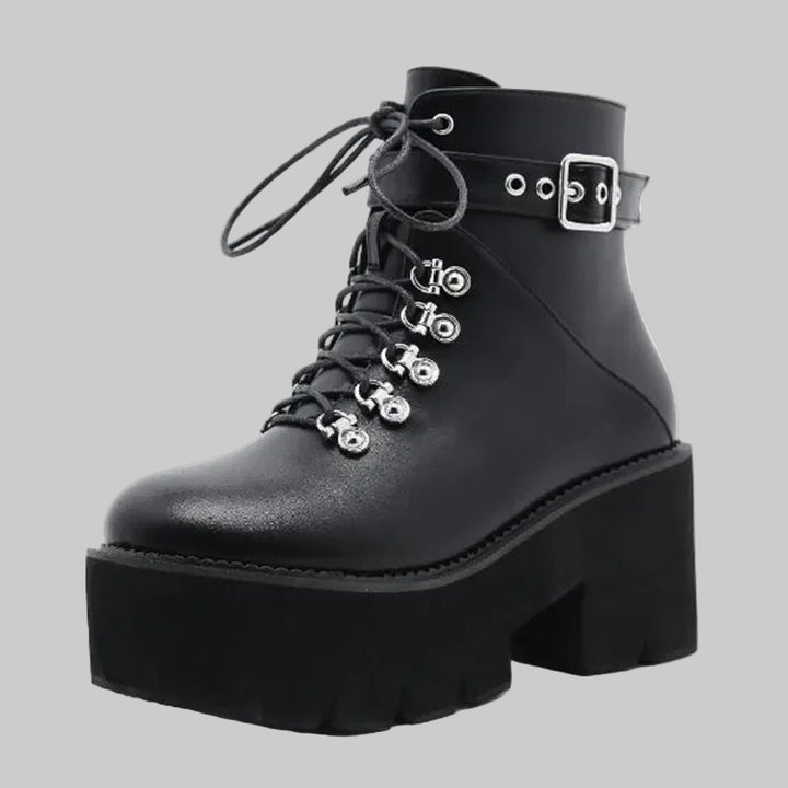 Chunky Heeled Punk Goth Ankle Motorcycle Boots