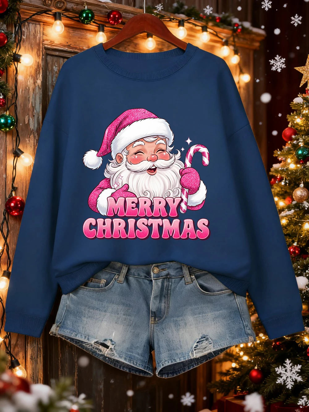 Merry Christmas Santa Print Christmas Sweater