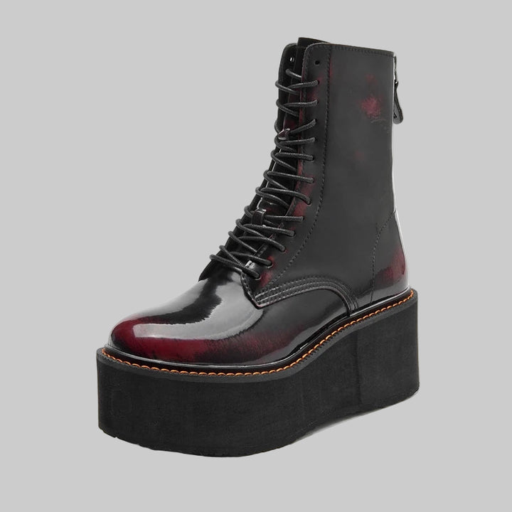 Genuine Leather High Heel Platform Winter Ankle Boots