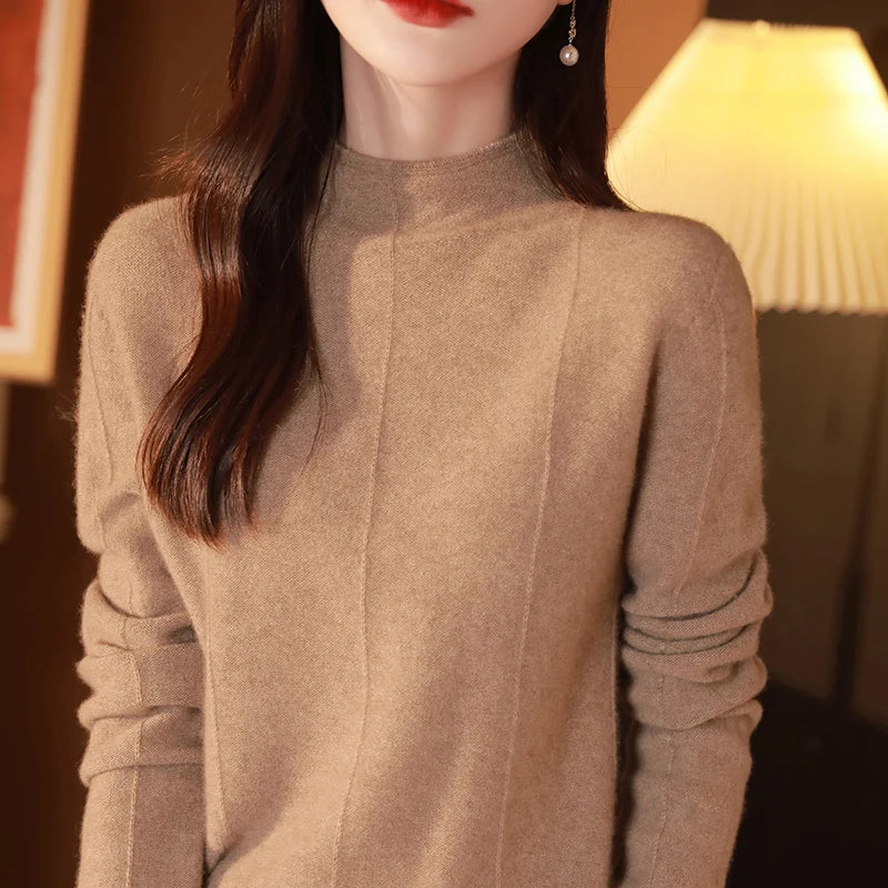 Solid Color Mock Neck Pullover Sweater