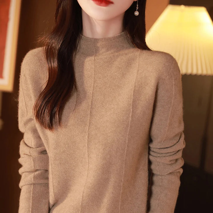 Solid Color Mock Neck Pullover Sweater